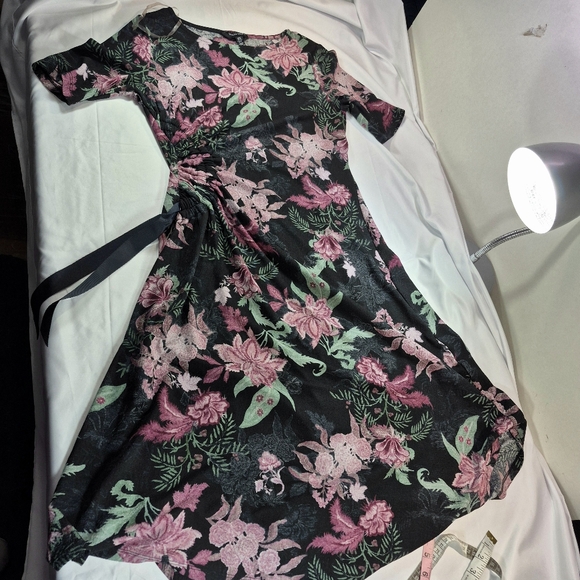 Ellen Tracy Floral 3/4 Sleeve Faux Wrap Dress Size M Vibrant Multicolor Midimax - Picture 5 of 13